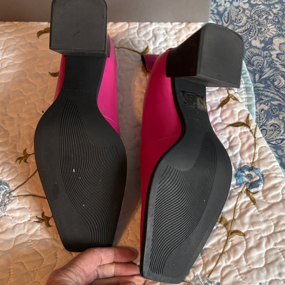 Vagabond Edwina Leather Hyper-Pink Block Heel Pumps Size 39 - Picture 7 of 10
